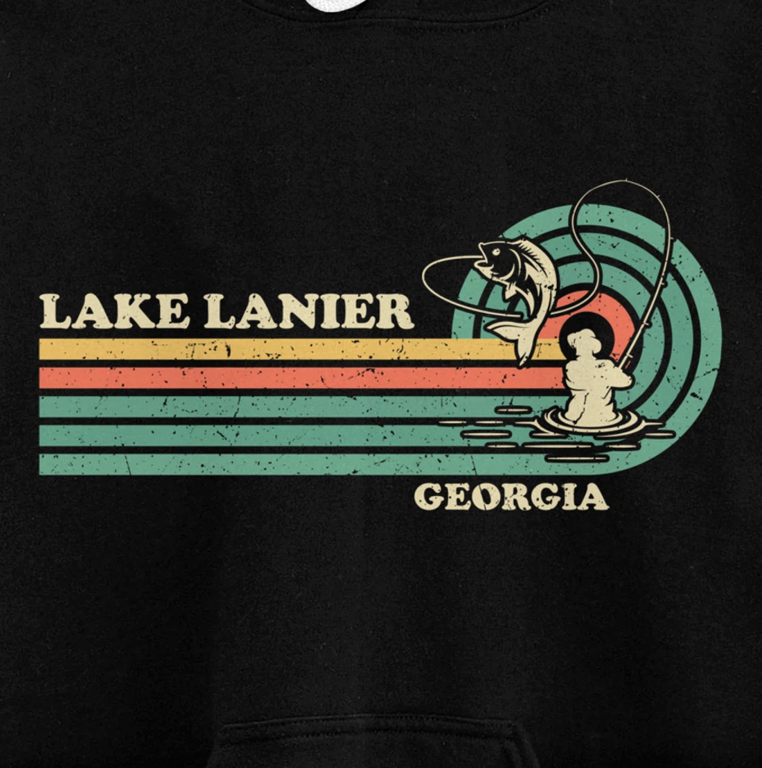 Vintage Retro Summer Fishing Georgia Lanier Lake Pullover Hoodie