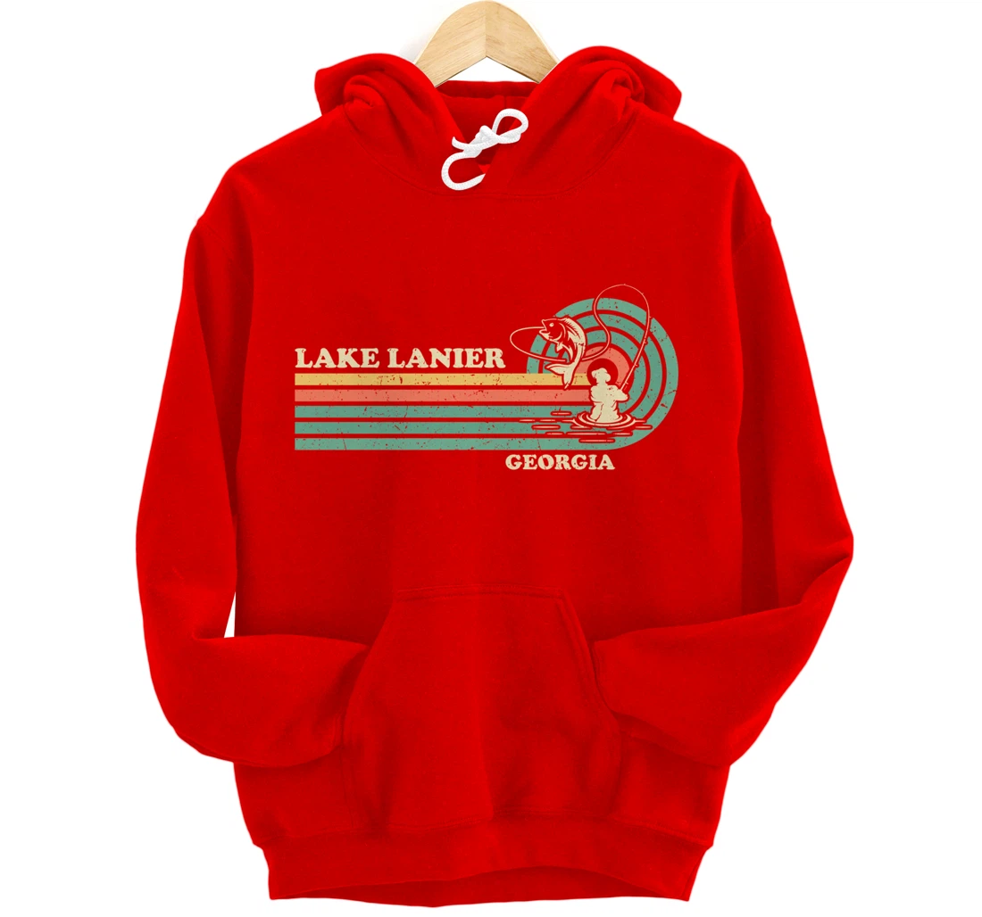 Vintage Retro Summer Fishing Georgia Lanier Lake Pullover Hoodie