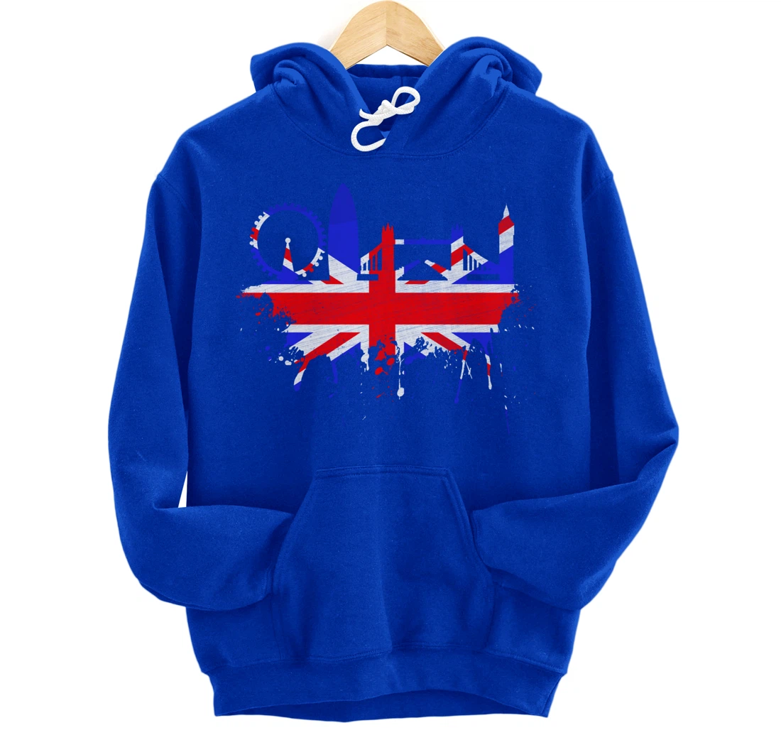 London Skyline England Love Union Jack United Kingdom Flag Pullover Hoodie