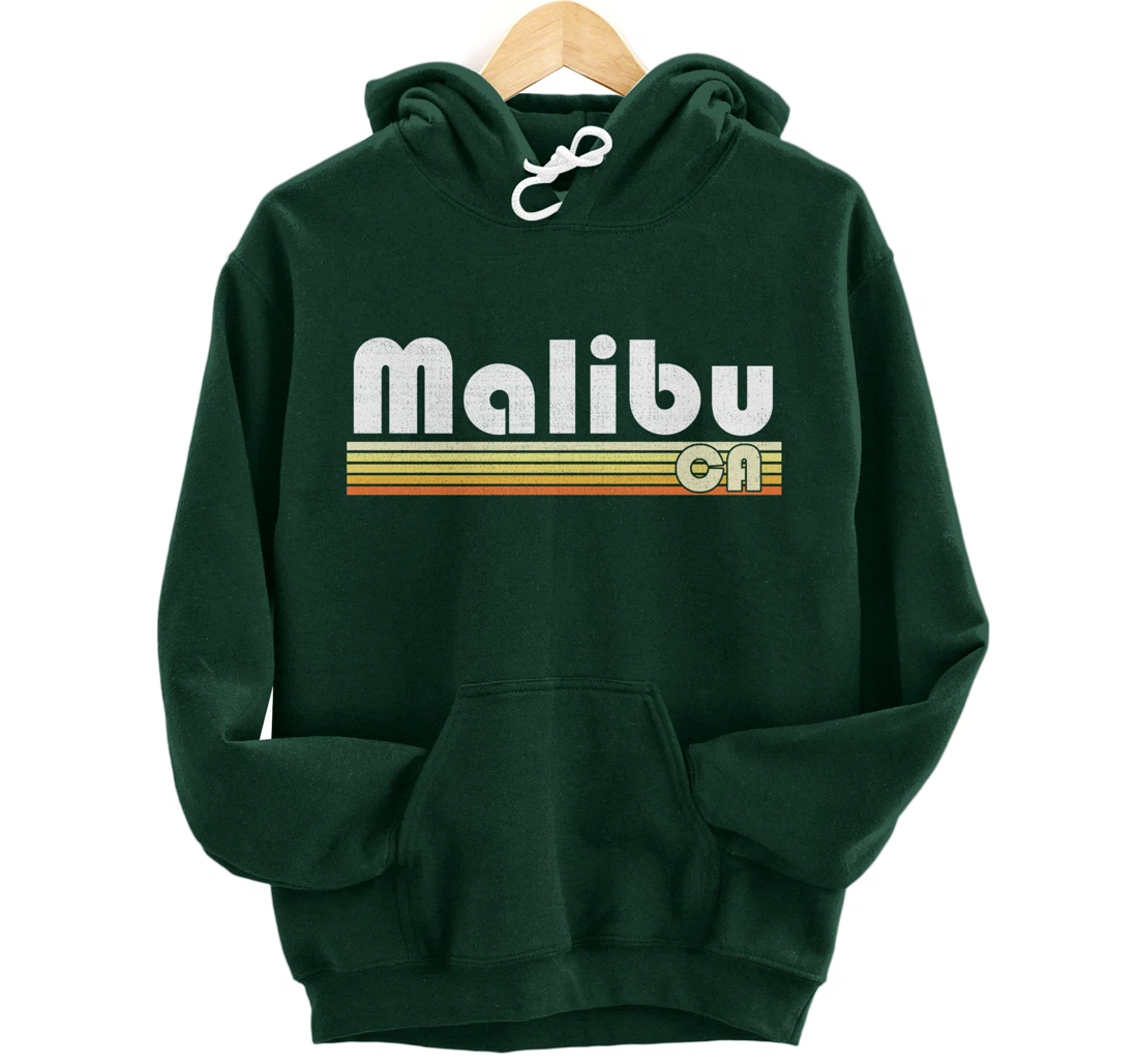 Malibu Beach California Retro Style Vintage Pride 70s 80s Pullover Hoodie