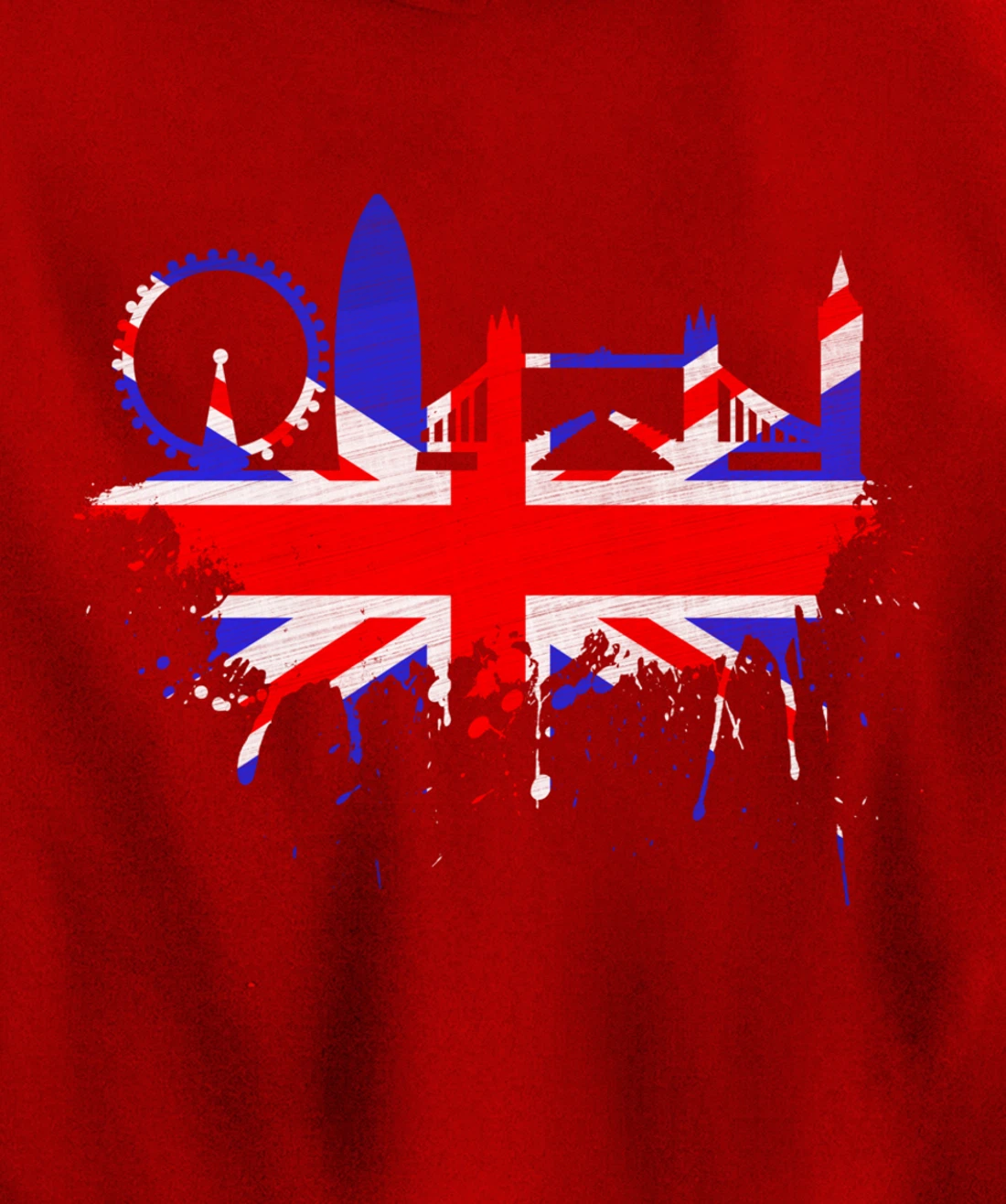 London Skyline England Love Union Jack United Kingdom Flag Pullover Hoodie