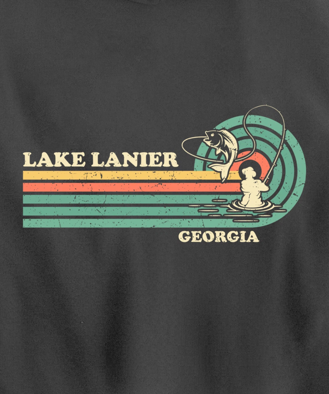 Vintage Retro Summer Fishing Georgia Lanier Lake Pullover Hoodie
