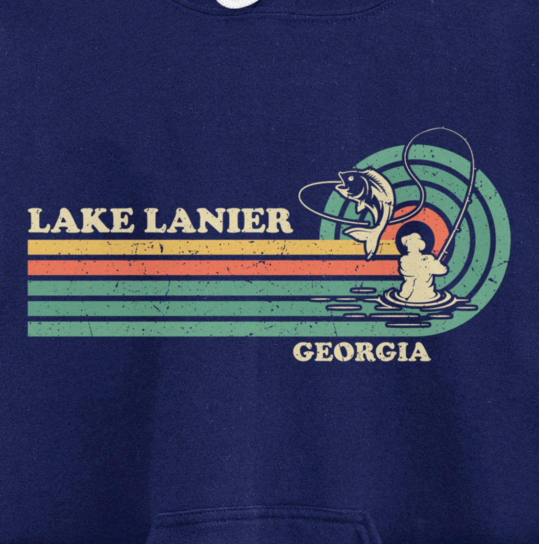 Vintage Retro Summer Fishing Georgia Lanier Lake Pullover Hoodie