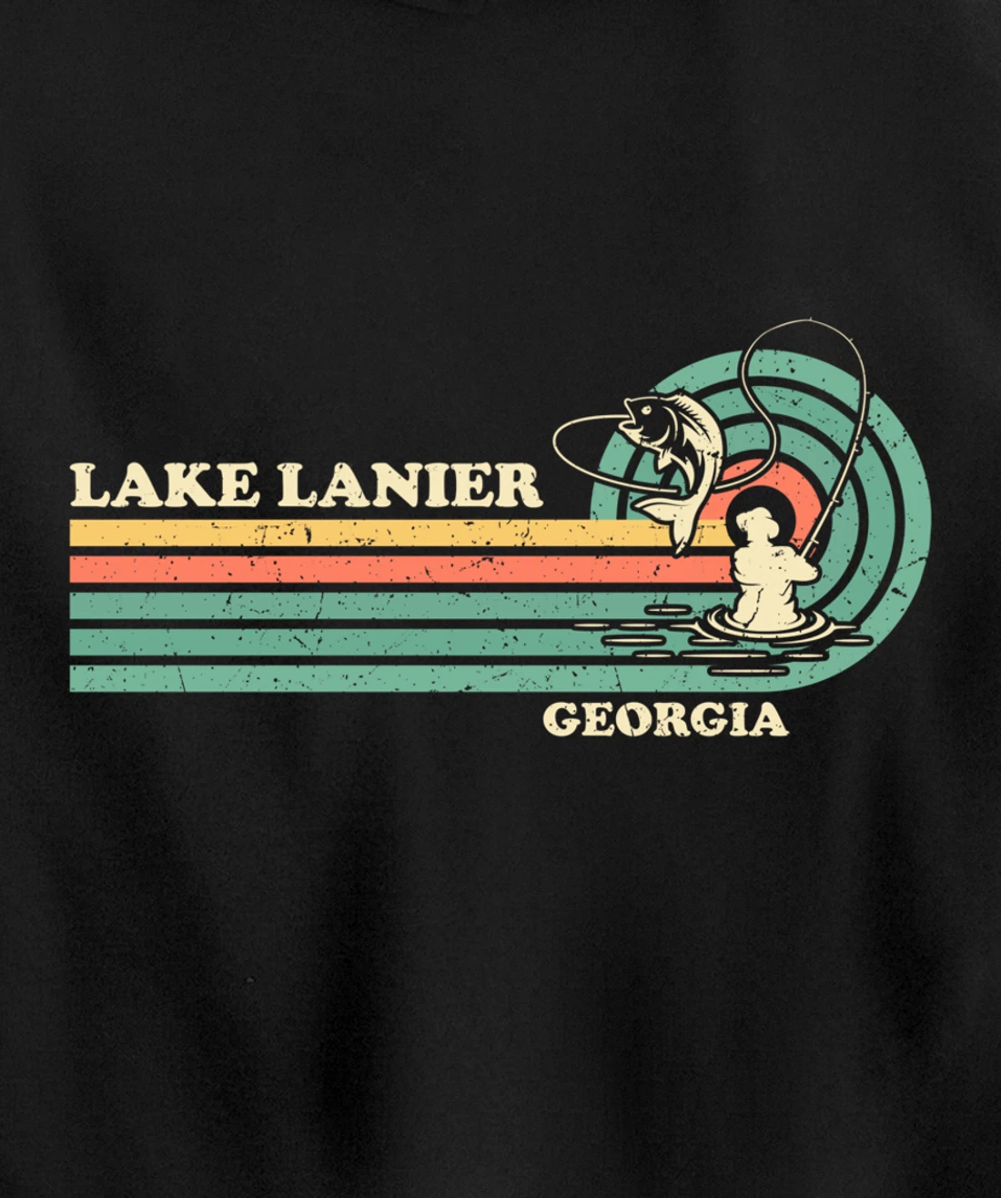 Vintage Retro Summer Fishing Georgia Lanier Lake Pullover Hoodie