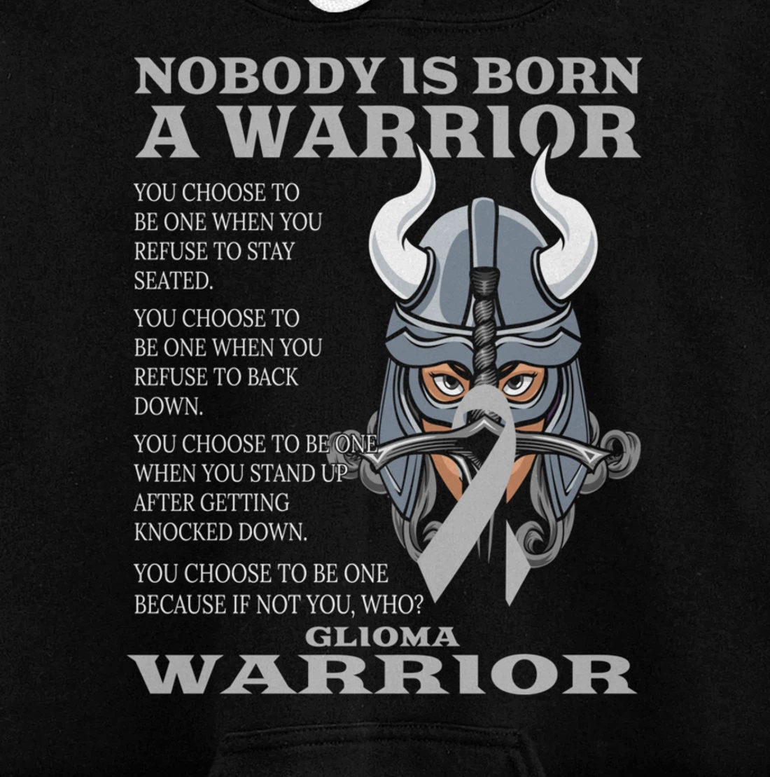 Glioma Awareness Brain Cancer Related Fighter Ribbon Pullover Hoodie