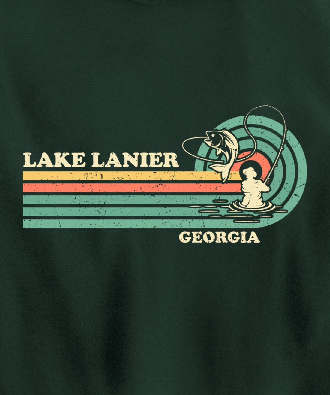 Vintage Retro Summer Fishing Georgia Lanier Lake Pullover Hoodie