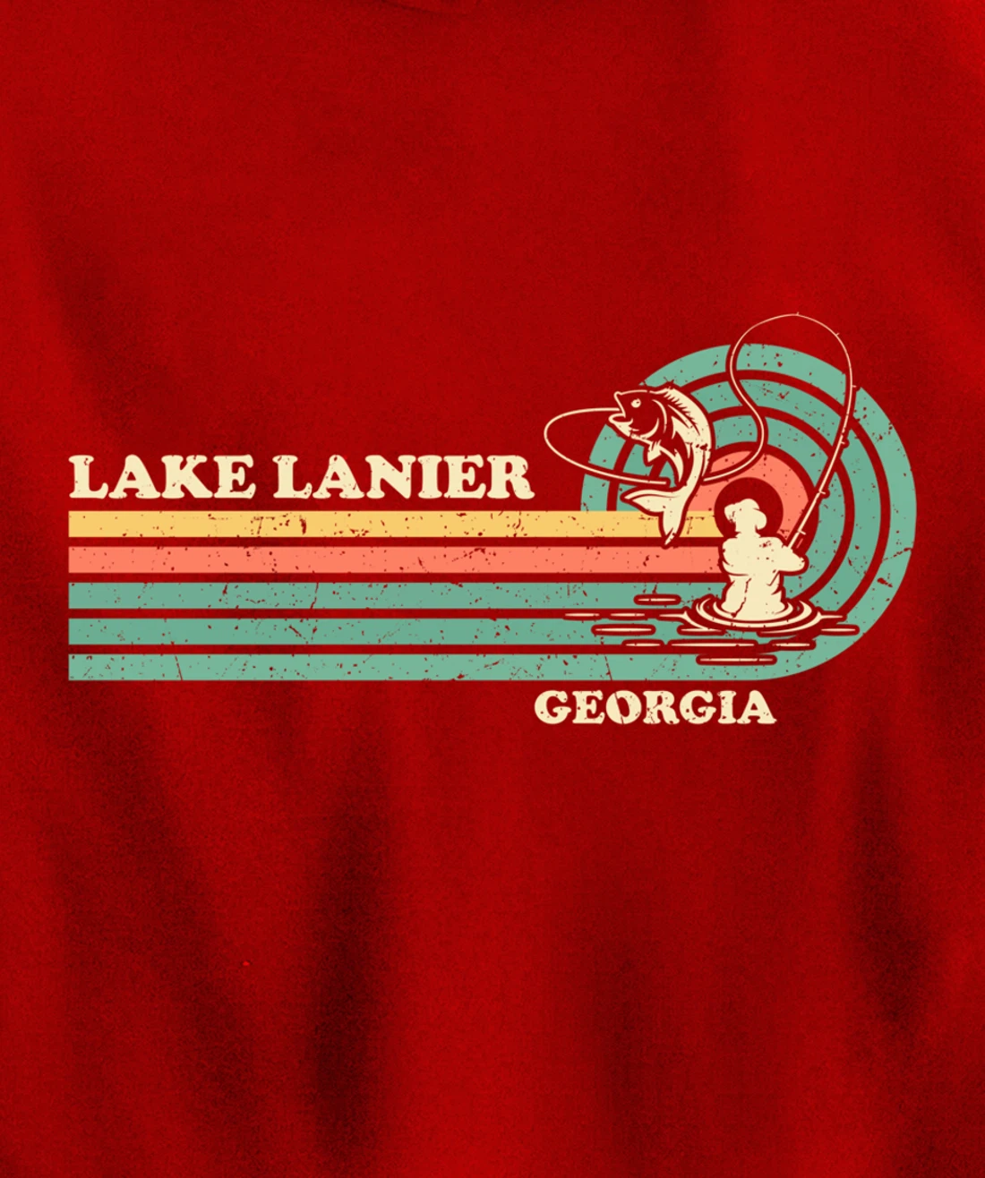 Vintage Retro Summer Fishing Georgia Lanier Lake Pullover Hoodie