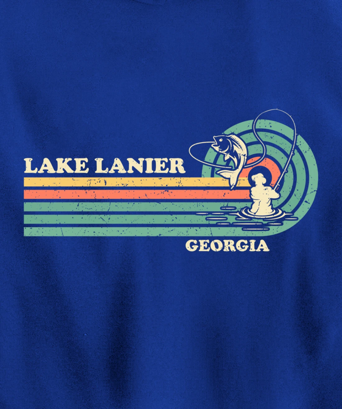 Vintage Retro Summer Fishing Georgia Lanier Lake Pullover Hoodie