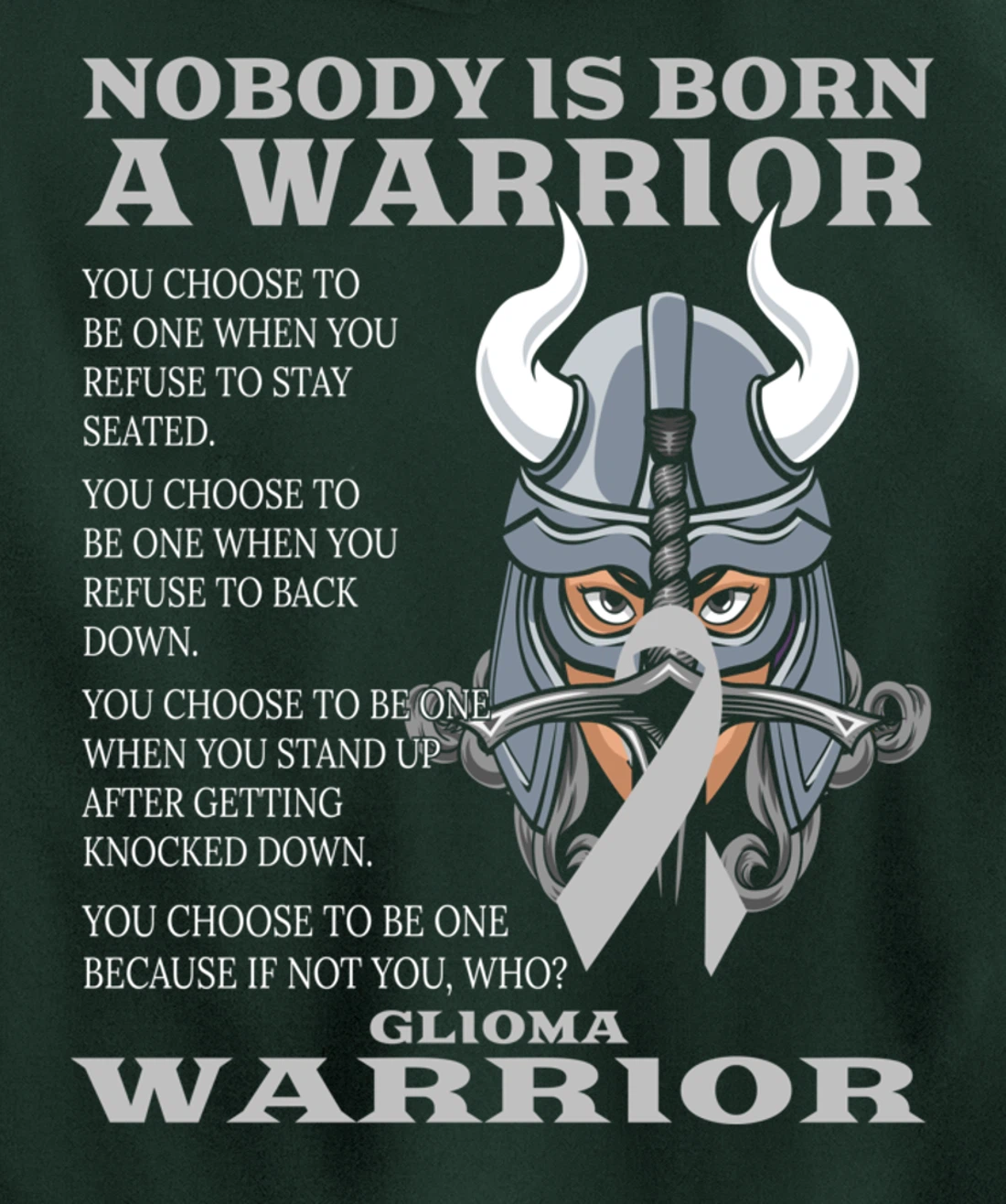 Glioma Awareness Brain Cancer Related Fighter Ribbon Pullover Hoodie