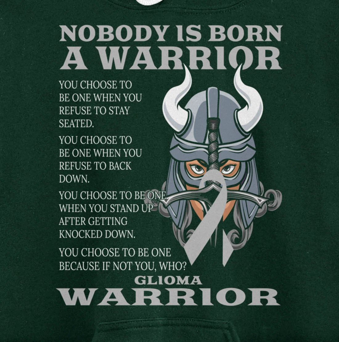 Glioma Awareness Brain Cancer Related Fighter Ribbon Pullover Hoodie