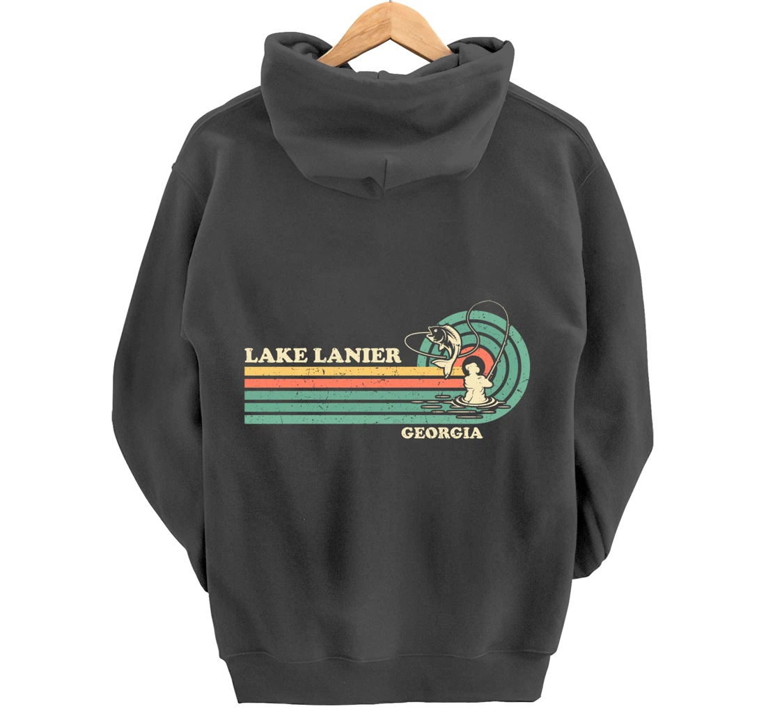 Vintage Retro Summer Fishing Georgia Lanier Lake Pullover Hoodie