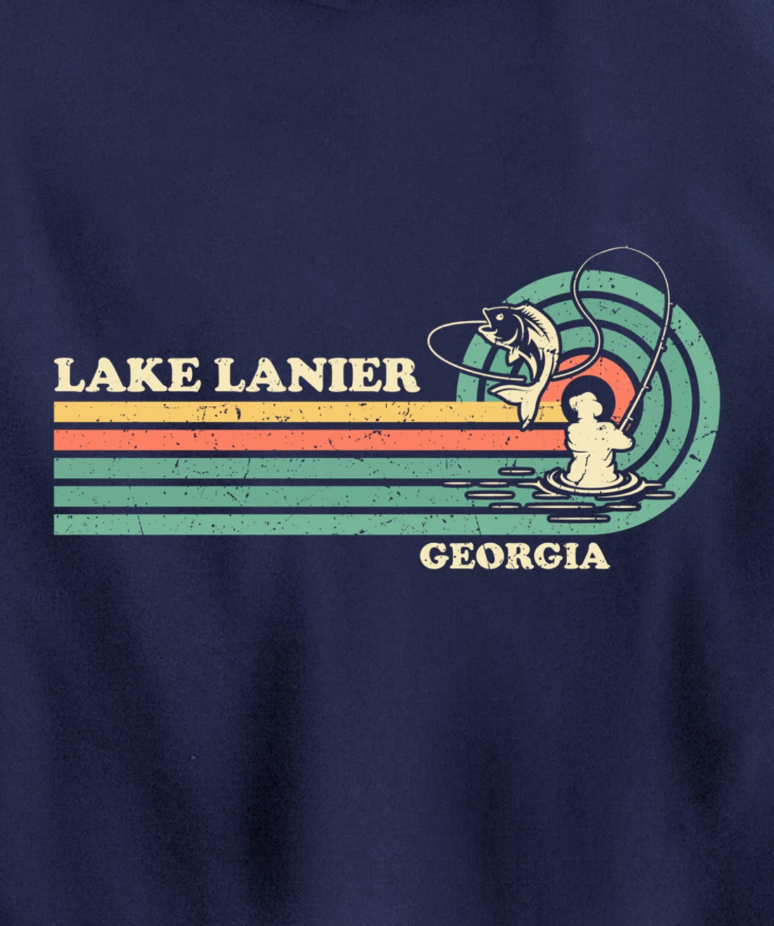 Vintage Retro Summer Fishing Georgia Lanier Lake Pullover Hoodie
