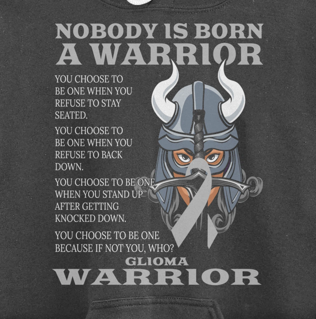 Glioma Awareness Brain Cancer Related Fighter Ribbon Pullover Hoodie