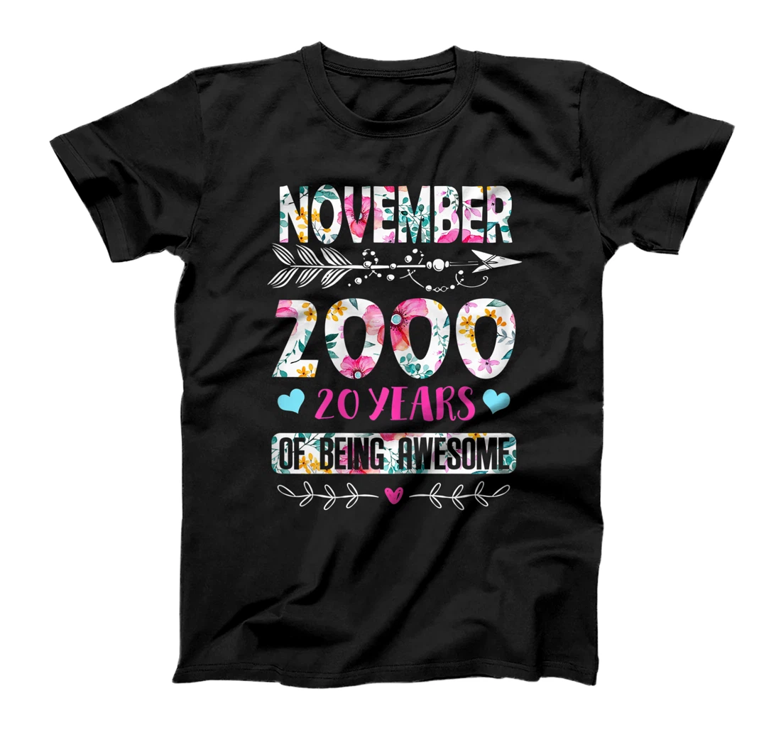 Womens November 2000 20 Years of Being Awesome November Girl Gift T-Shirt