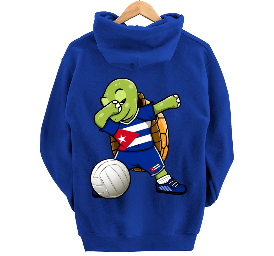 Dabbing Turtle Cuba Volleyball Fans Jersey Cuban Flag Pullover Hoodie