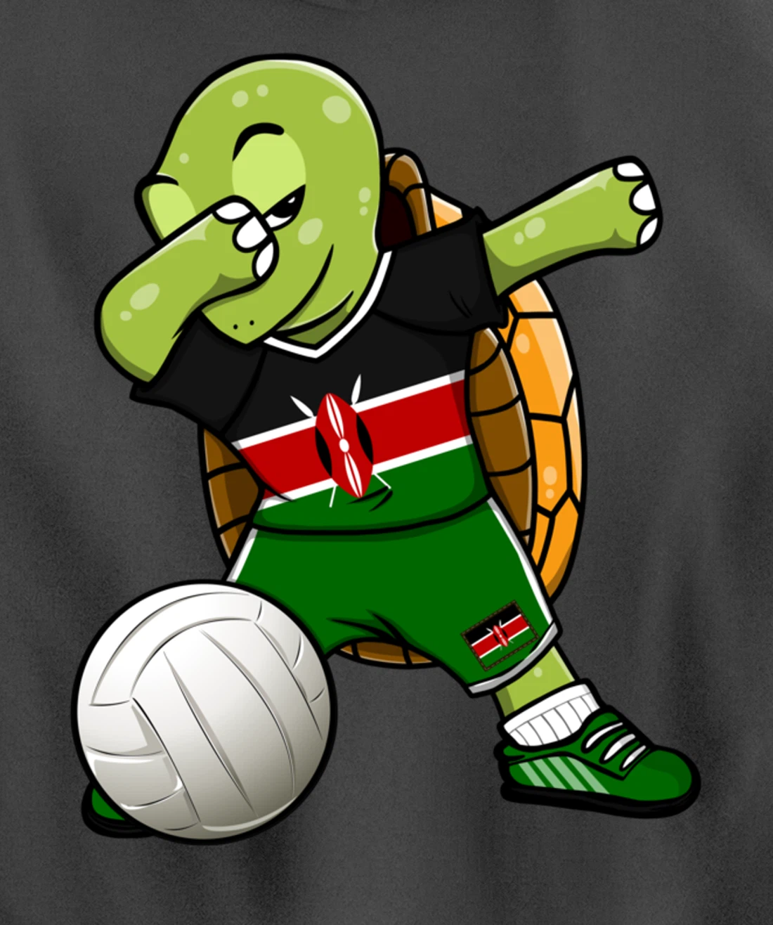 Dabbing Turtle Kenya Volleyball Fans Jersey Kenyan Flag Pullover Hoodie