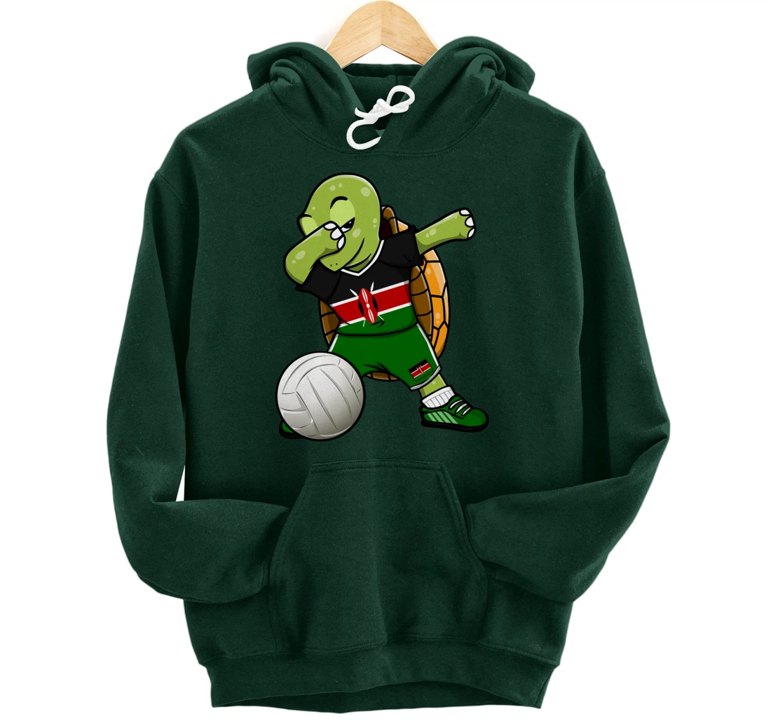 Dabbing Turtle Kenya Volleyball Fans Jersey Kenyan Flag Pullover Hoodie