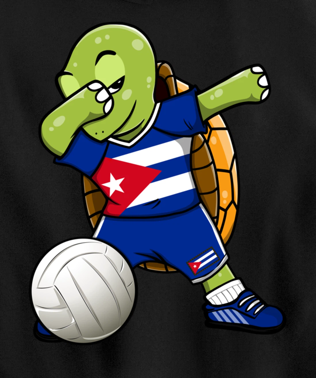 Dabbing Turtle Cuba Volleyball Fans Jersey Cuban Flag Pullover Hoodie