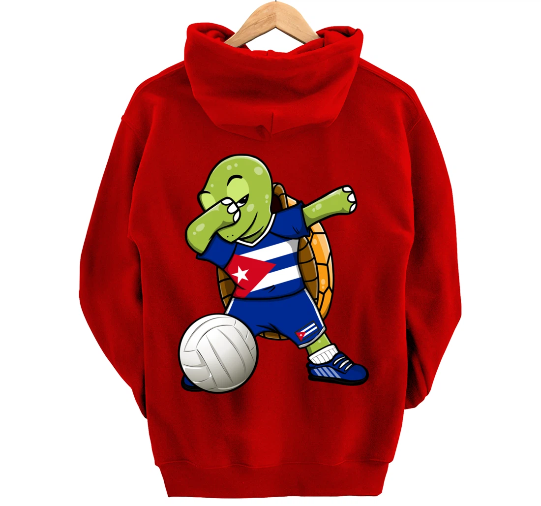 Dabbing Turtle Cuba Volleyball Fans Jersey Cuban Flag Pullover Hoodie