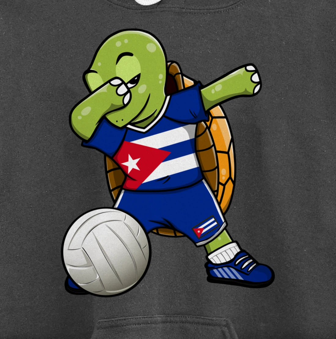 Dabbing Turtle Cuba Volleyball Fans Jersey Cuban Flag Pullover Hoodie
