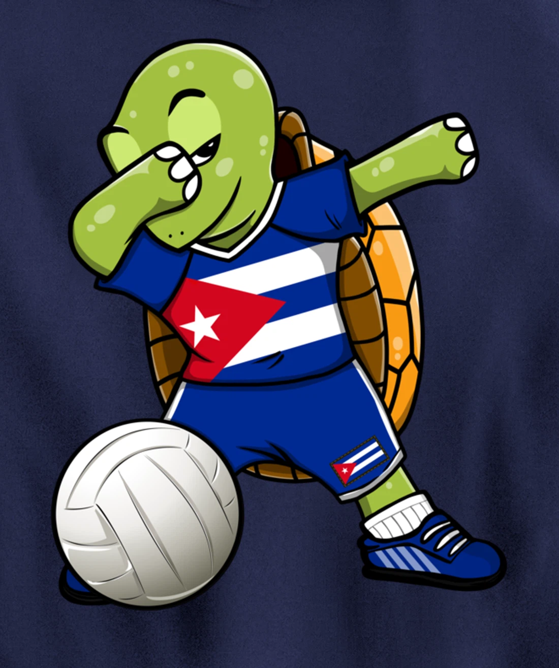 Dabbing Turtle Cuba Volleyball Fans Jersey Cuban Flag Pullover Hoodie