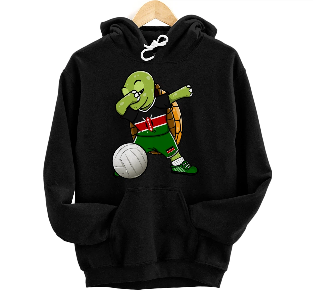 Dabbing Turtle Kenya Volleyball Fans Jersey Kenyan Flag Pullover Hoodie