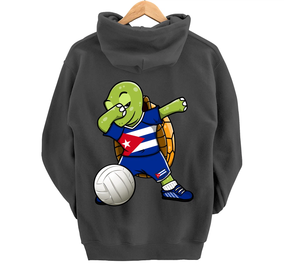 Dabbing Turtle Cuba Volleyball Fans Jersey Cuban Flag Pullover Hoodie