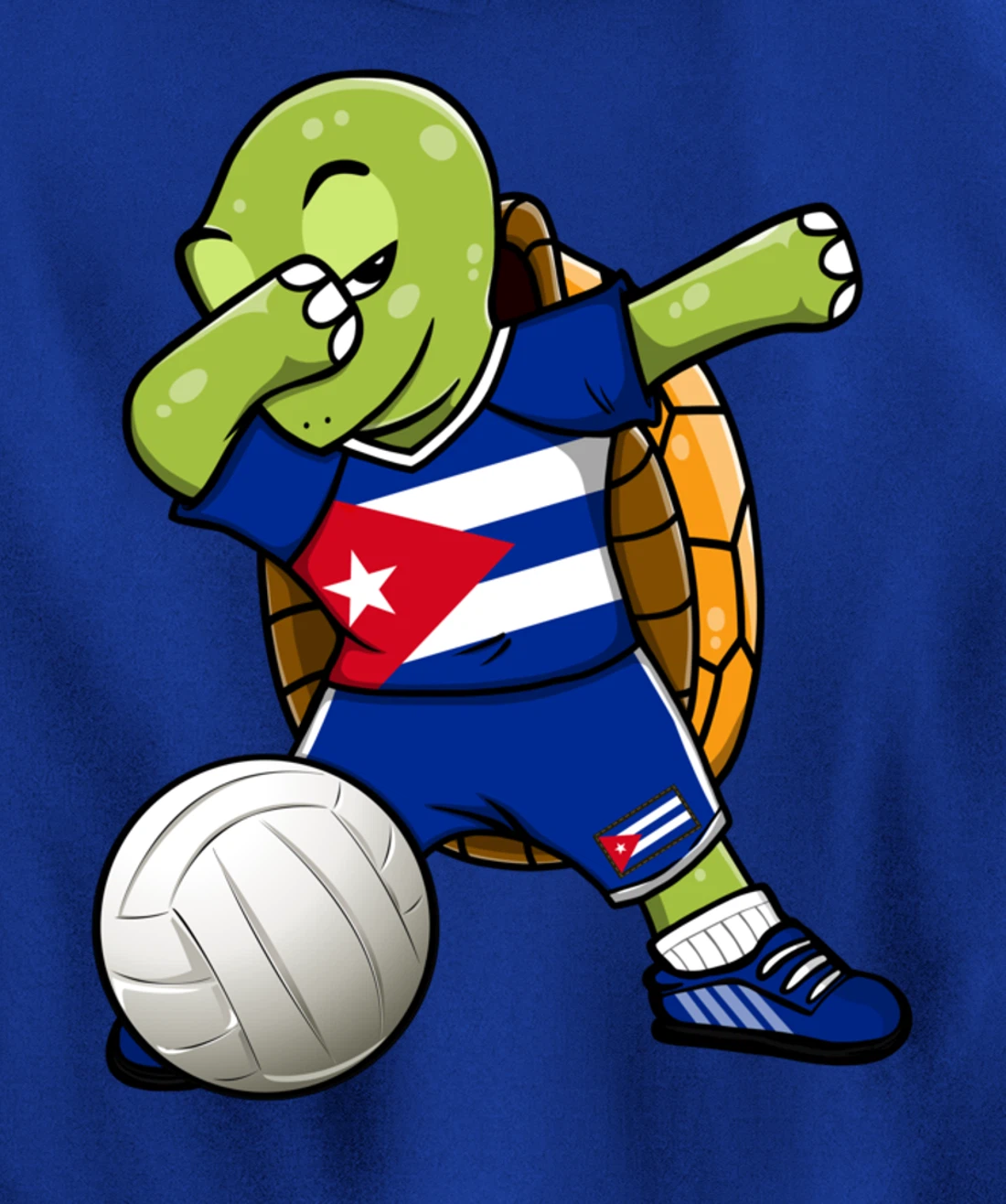 Dabbing Turtle Cuba Volleyball Fans Jersey Cuban Flag Pullover Hoodie