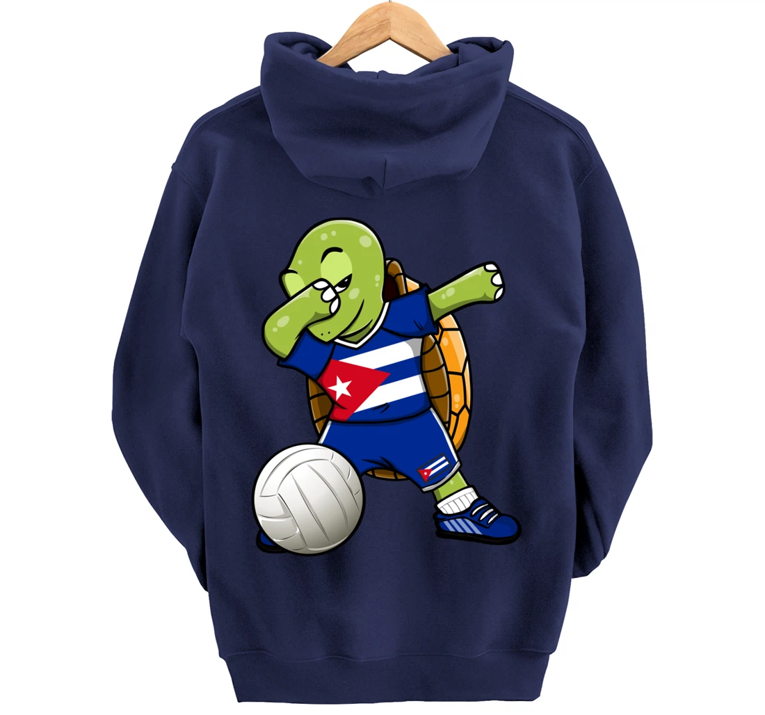 Dabbing Turtle Cuba Volleyball Fans Jersey Cuban Flag Pullover Hoodie