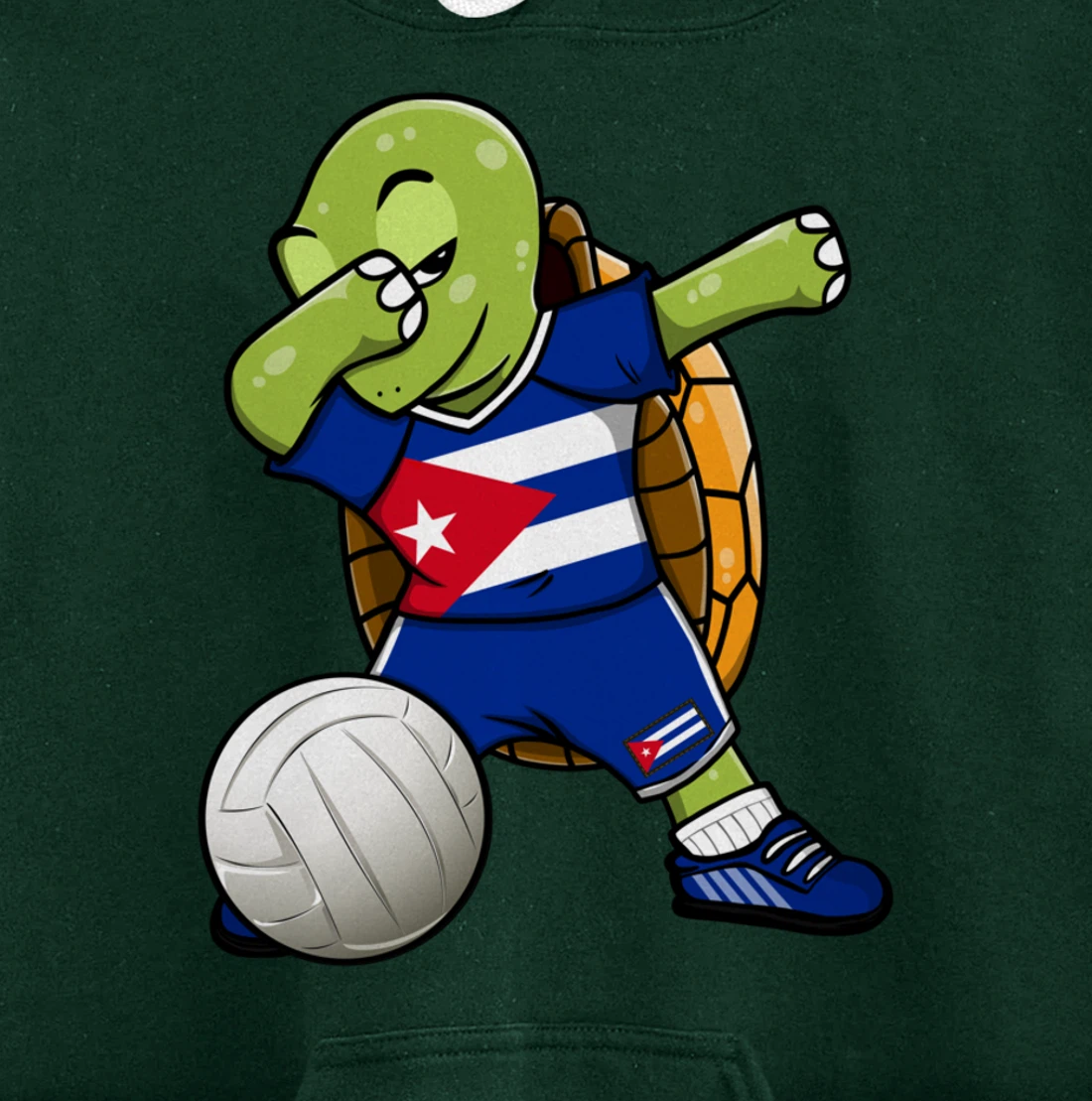 Dabbing Turtle Cuba Volleyball Fans Jersey Cuban Flag Pullover Hoodie