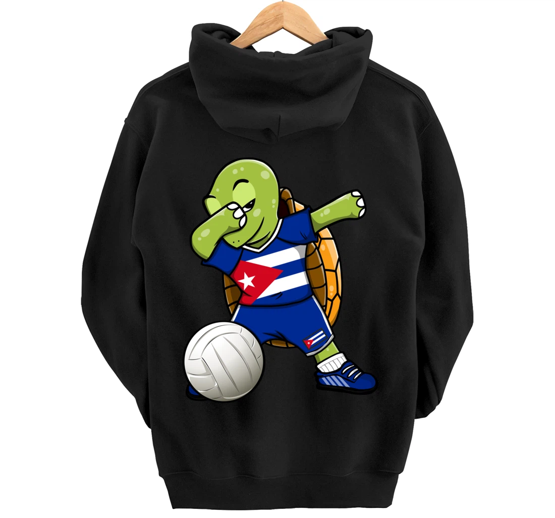 Dabbing Turtle Cuba Volleyball Fans Jersey Cuban Flag Pullover Hoodie