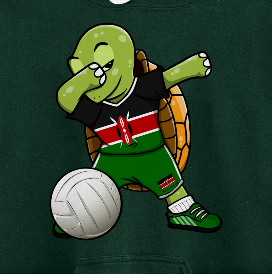 Dabbing Turtle Kenya Volleyball Fans Jersey Kenyan Flag Pullover Hoodie