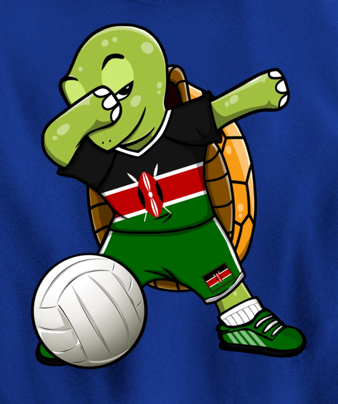 Dabbing Turtle Kenya Volleyball Fans Jersey Kenyan Flag Pullover Hoodie