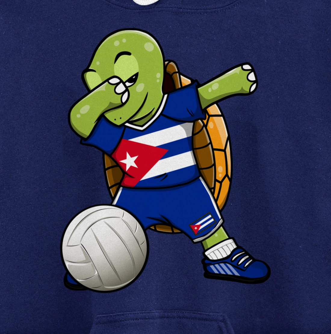 Dabbing Turtle Cuba Volleyball Fans Jersey Cuban Flag Pullover Hoodie