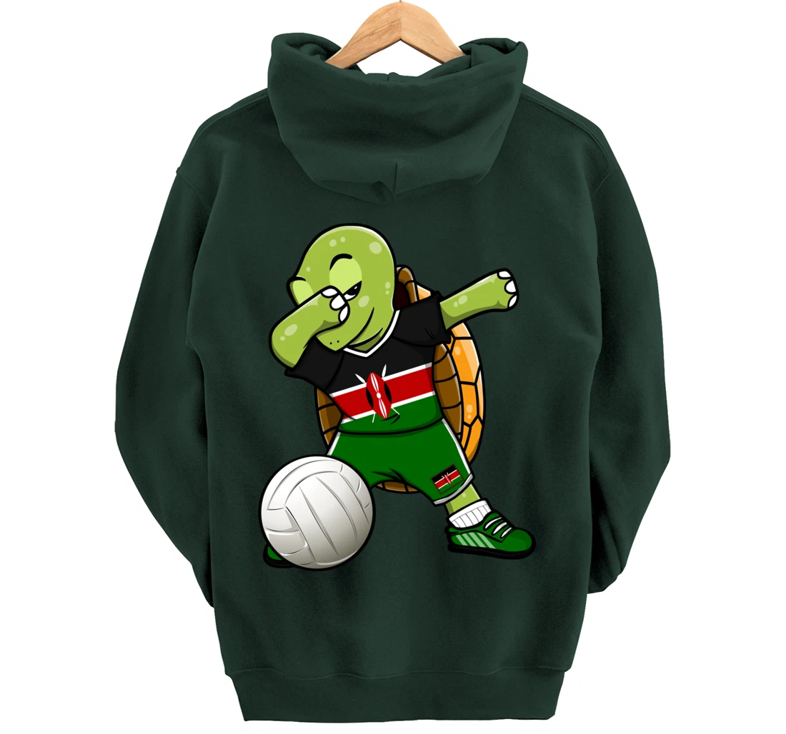 Dabbing Turtle Kenya Volleyball Fans Jersey Kenyan Flag Pullover Hoodie
