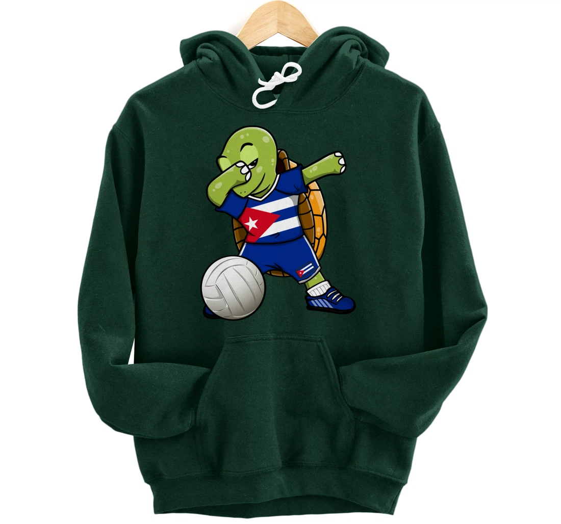 Dabbing Turtle Cuba Volleyball Fans Jersey Cuban Flag Pullover Hoodie