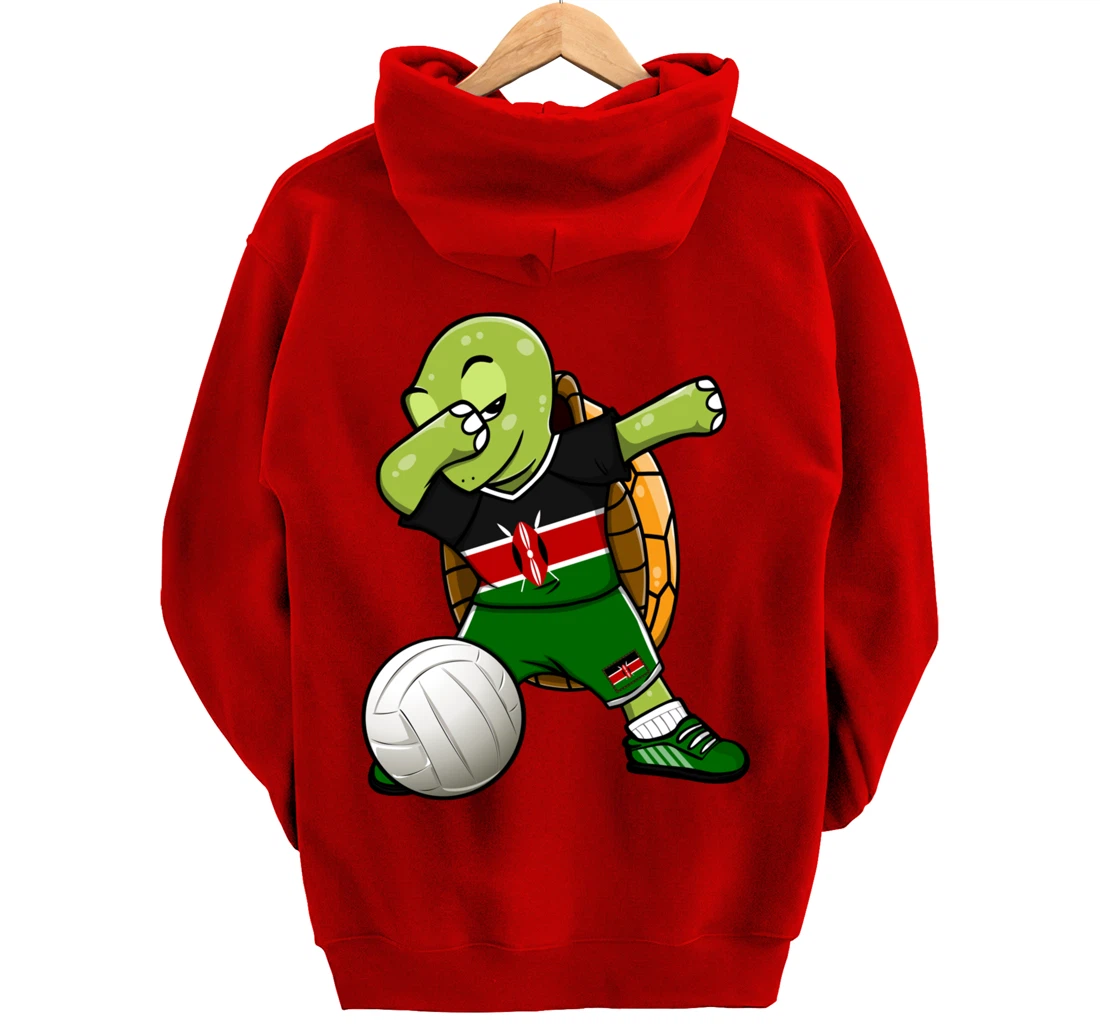 Dabbing Turtle Kenya Volleyball Fans Jersey Kenyan Flag Pullover Hoodie
