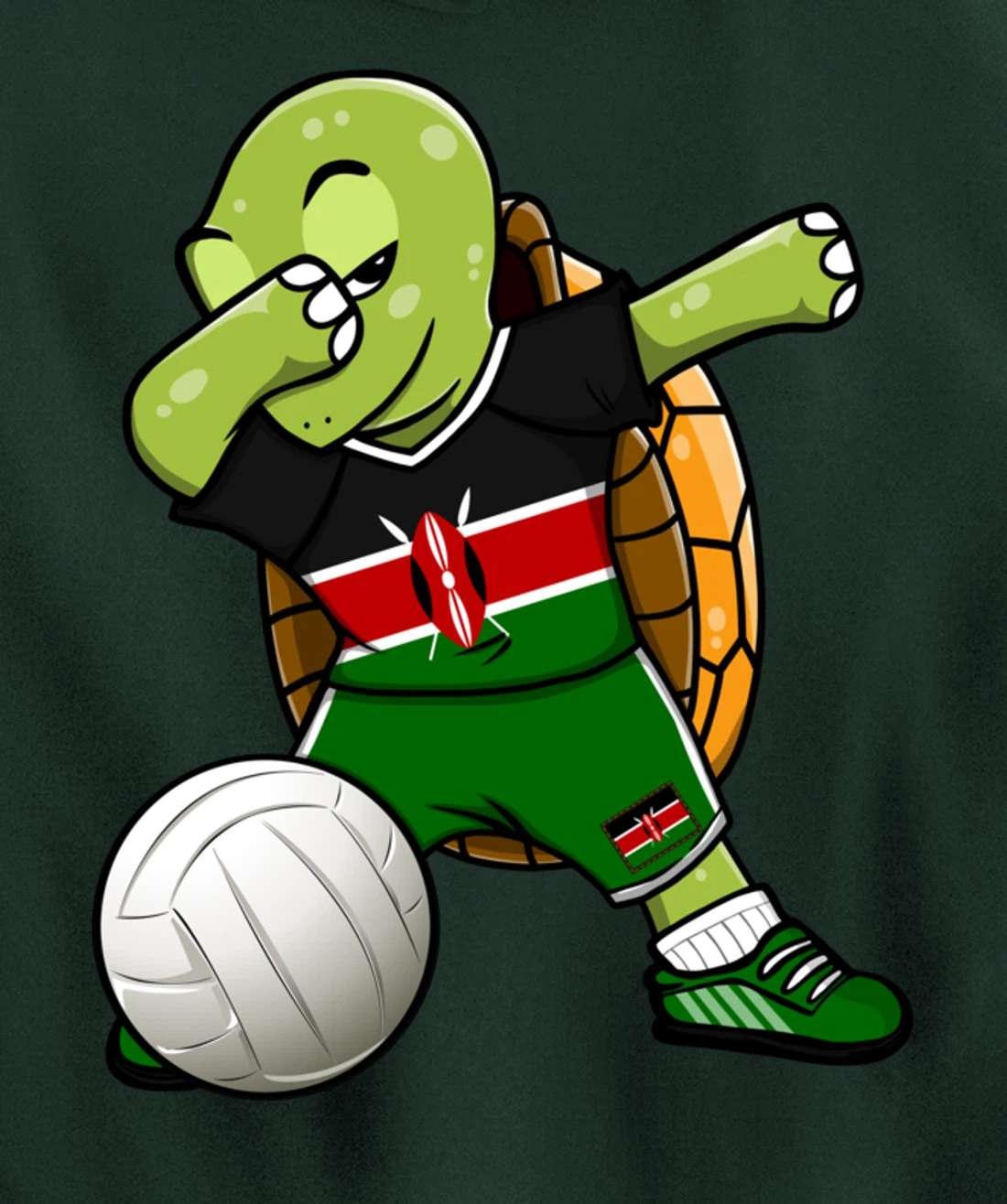 Dabbing Turtle Kenya Volleyball Fans Jersey Kenyan Flag Pullover Hoodie