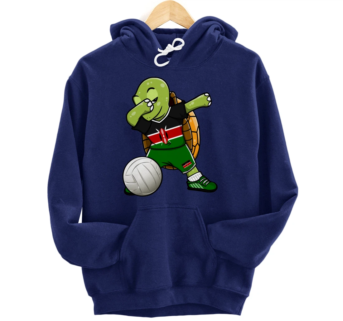 Dabbing Turtle Kenya Volleyball Fans Jersey Kenyan Flag Pullover Hoodie