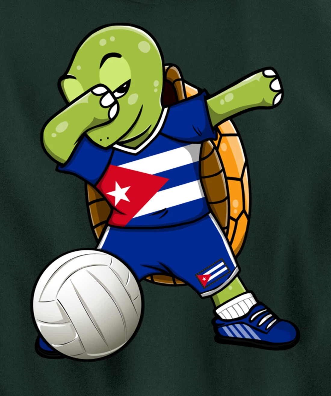 Dabbing Turtle Cuba Volleyball Fans Jersey Cuban Flag Pullover Hoodie