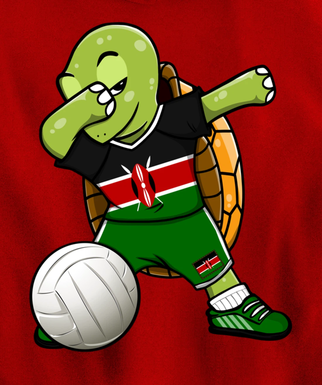 Dabbing Turtle Kenya Volleyball Fans Jersey Kenyan Flag Pullover Hoodie