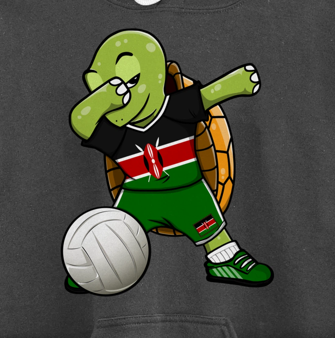 Dabbing Turtle Kenya Volleyball Fans Jersey Kenyan Flag Pullover Hoodie