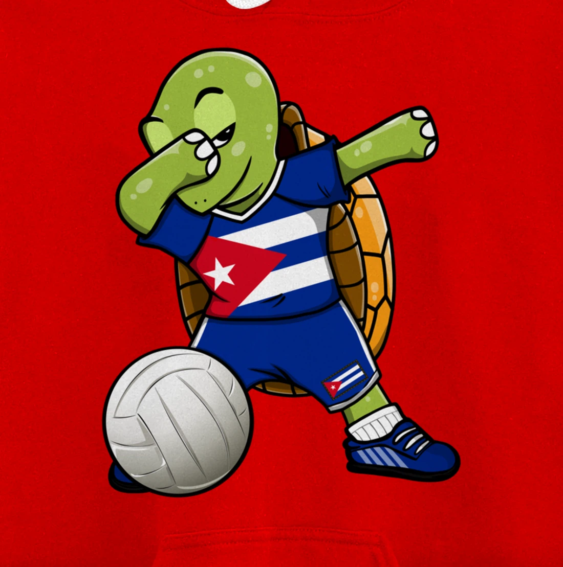 Dabbing Turtle Cuba Volleyball Fans Jersey Cuban Flag Pullover Hoodie