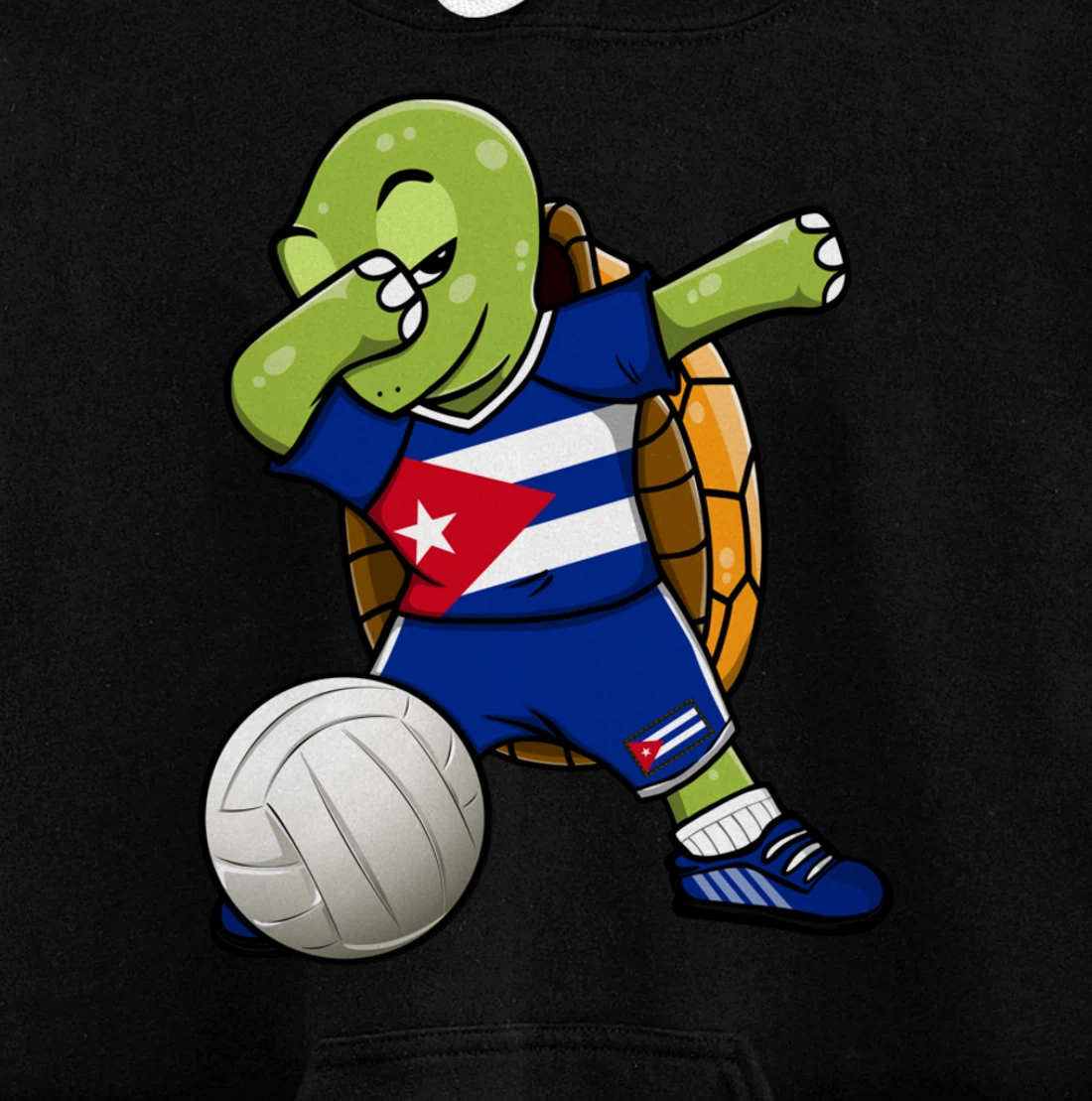 Dabbing Turtle Cuba Volleyball Fans Jersey Cuban Flag Pullover Hoodie