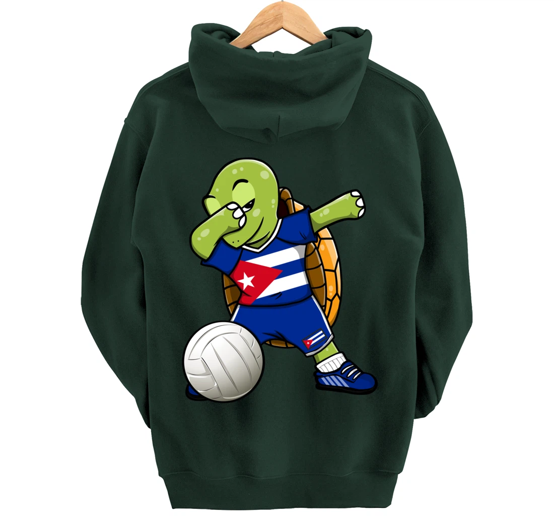 Dabbing Turtle Cuba Volleyball Fans Jersey Cuban Flag Pullover Hoodie