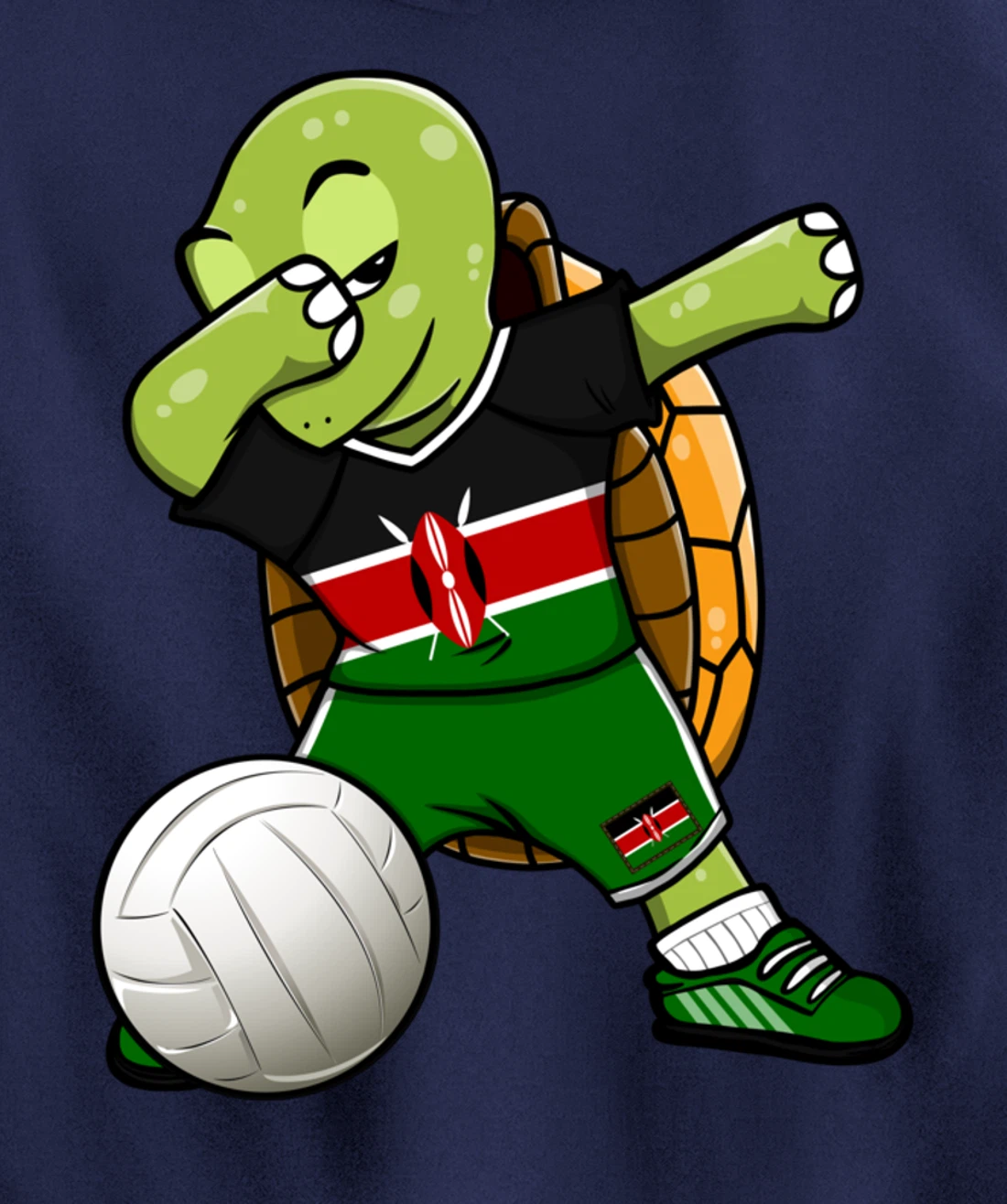 Dabbing Turtle Kenya Volleyball Fans Jersey Kenyan Flag Pullover Hoodie