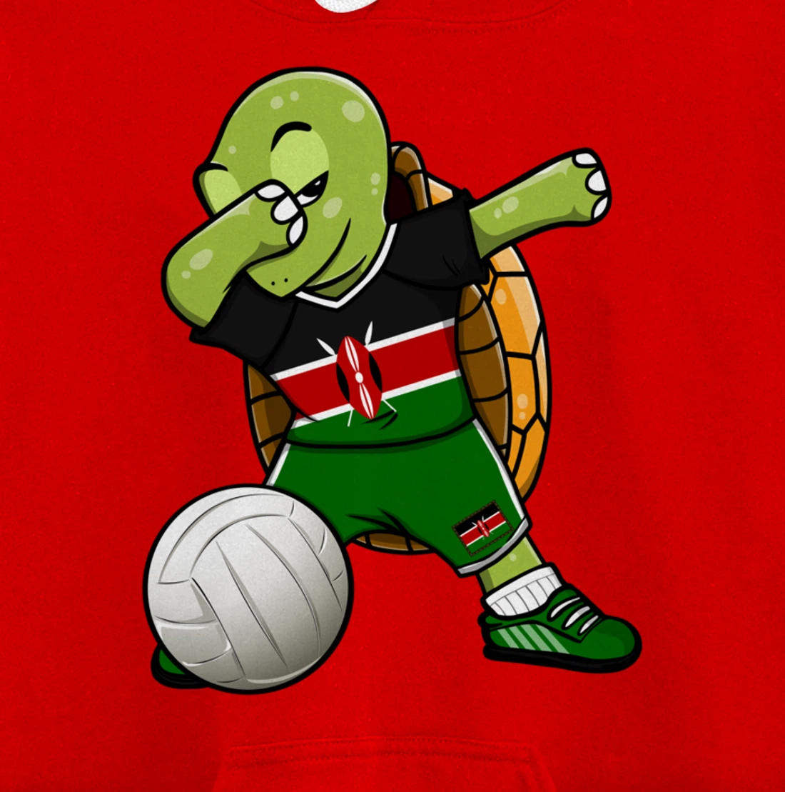 Dabbing Turtle Kenya Volleyball Fans Jersey Kenyan Flag Pullover Hoodie