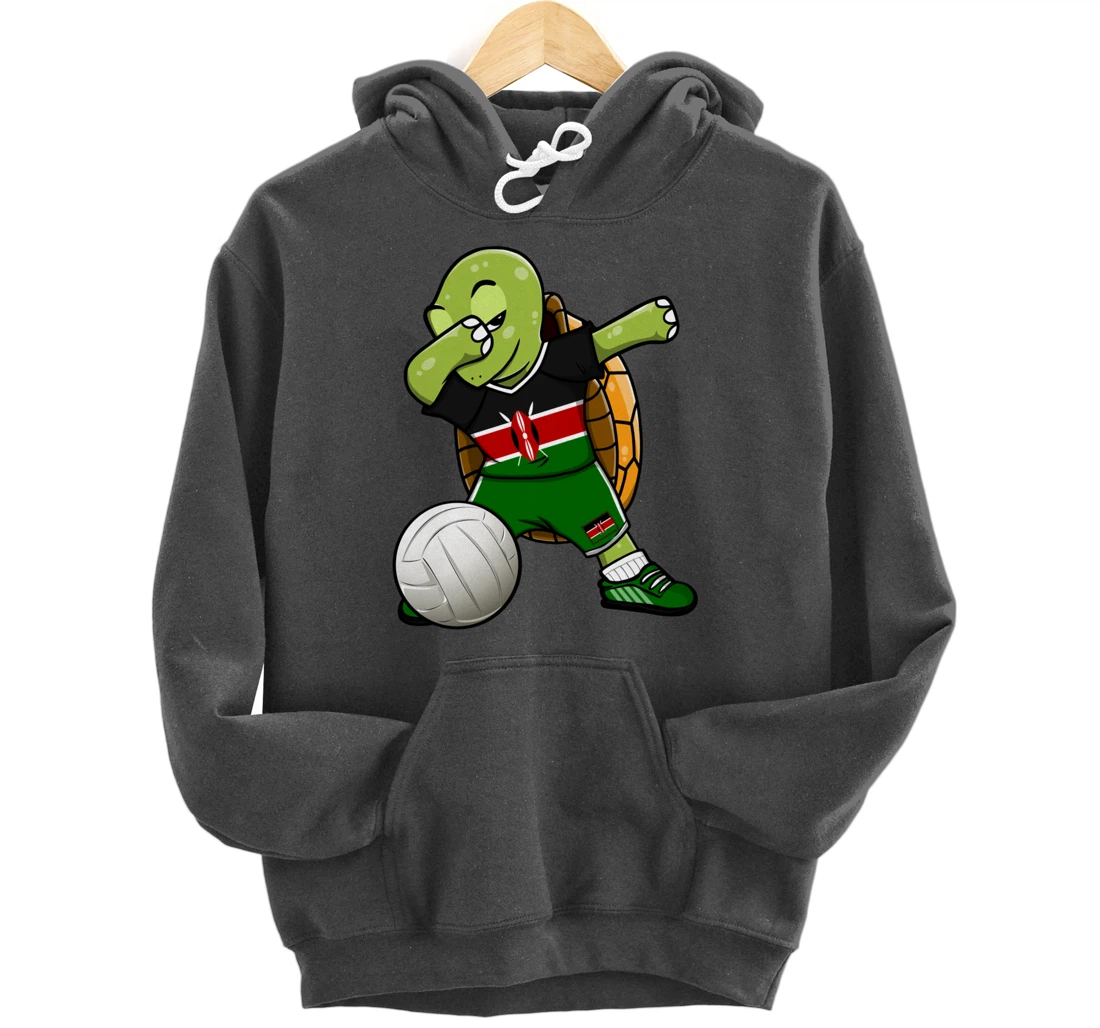 Dabbing Turtle Kenya Volleyball Fans Jersey Kenyan Flag Pullover Hoodie