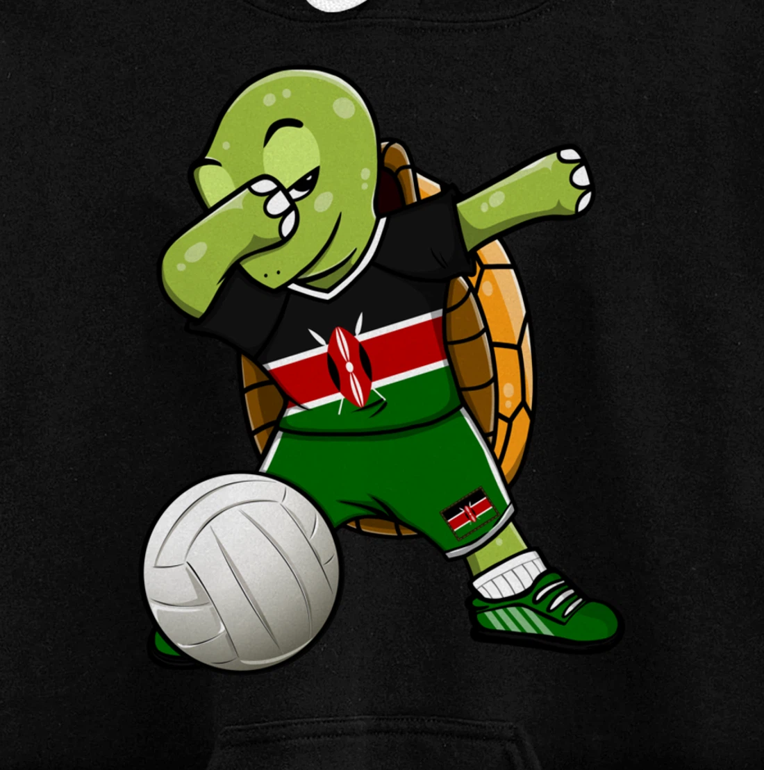 Dabbing Turtle Kenya Volleyball Fans Jersey Kenyan Flag Pullover Hoodie