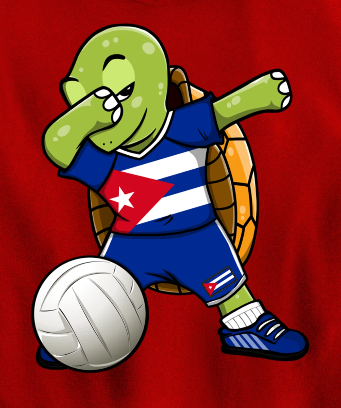 Dabbing Turtle Cuba Volleyball Fans Jersey Cuban Flag Pullover Hoodie